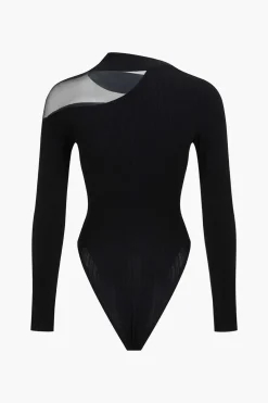 MICAS Bodysuits-Basic Long Sleeve Solid Bodysuit BLACK