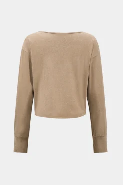 MICAS Pant Sets-Basic Long Sleeve Top And Trousers Set KHAKI