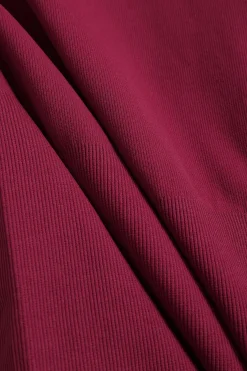 MICAS Lingerie & Sleepwear-Basic Ribbed Long Sleeve Shapewear BURGUNDY