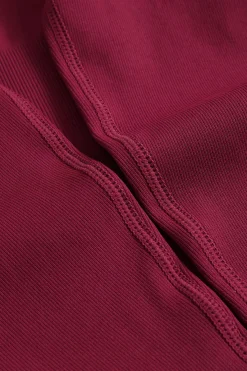 MICAS Lingerie & Sleepwear-Basic Ribbed Long Sleeve Shapewear BURGUNDY
