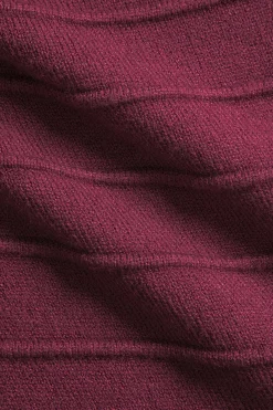 MICAS Knit Dresses-Basic Ribbed Sleeveless Sweater Dress BURGUNDY