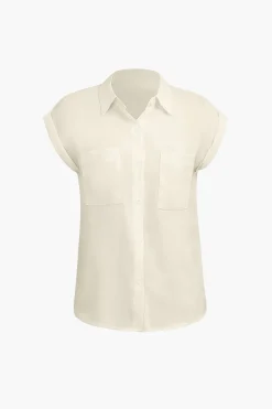 MICAS Blouses & Shirts-Basic Rolled Cuff Knotted Hem Shirt OPTICAL WHITE