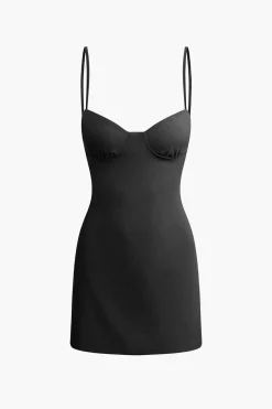 MICAS Mini Dresses-Basic Solid Bustier Slip Mini Dress