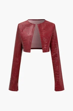 MICAS Outerwear|Outerwear-Basic Solid Crop Jacket