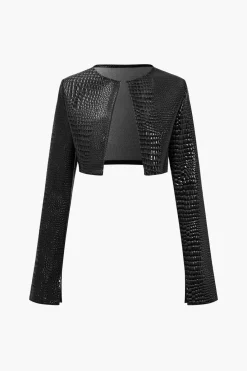 MICAS Outerwear|Outerwear-Basic Solid Crop Jacket