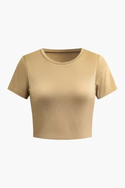 MICAS Pant Sets-Basic Solid Crop T-shirt And Pleated High Waist Wide Leg Pants Set