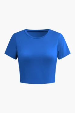 MICAS Pant Sets-Basic Solid Crop T-shirt And Pleated High Waist Wide Leg Pants Set