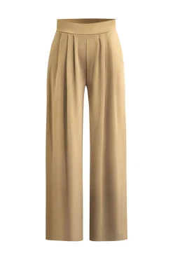 MICAS Pant Sets-Basic Solid Crop T-shirt And Pleated High Waist Wide Leg Pants Set