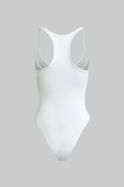 MICAS Bodysuits|Corset & Bustier Tops-Basic Solid Deep-V Neck Bustier Bodysuit