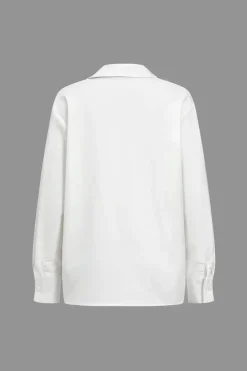 MICAS Long Sleeve Tops|Long Sleeves Tops-Basic Solid Design V-Neck Long-Sleeve Shirt WHITE