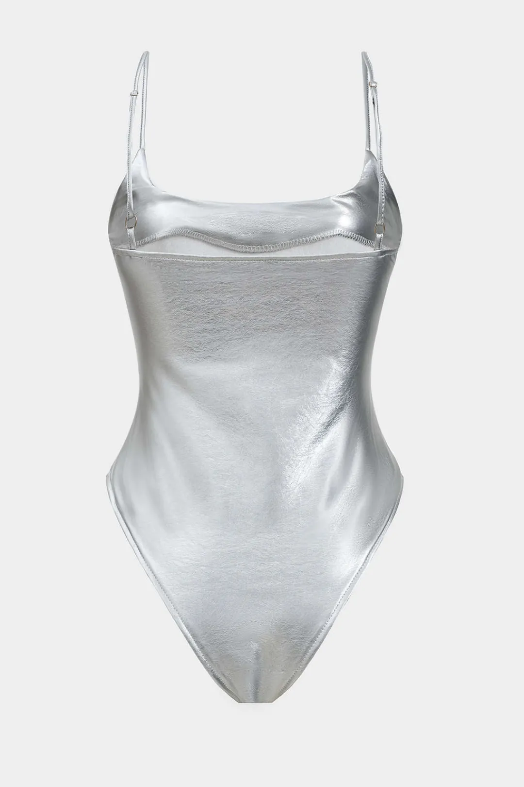 MICAS Bodysuits-Basic Solid Faux Leather Bodysuit