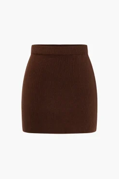 MICAS Knitwear|Knit Bottoms-Basic Solid Knit Mini Skirt
