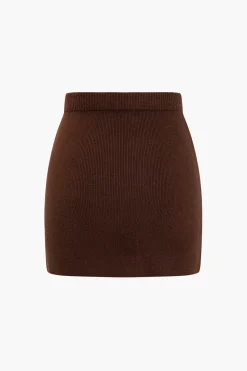 MICAS Knitwear|Knit Bottoms-Basic Solid Knit Mini Skirt