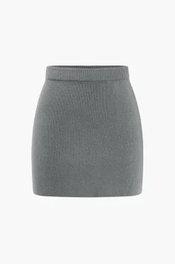 MICAS Knitwear|Knit Bottoms-Basic Solid Knit Mini Skirt