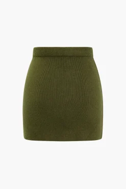 MICAS Knitwear|Knit Bottoms-Basic Solid Knit Mini Skirt