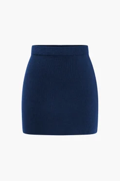 MICAS Knitwear|Knit Bottoms-Basic Solid Knit Mini Skirt