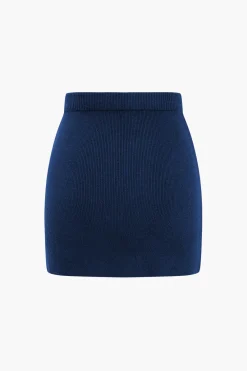 MICAS Knitwear|Knit Bottoms-Basic Solid Knit Mini Skirt