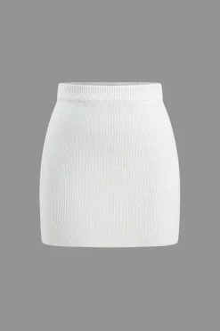 MICAS Knitwear|Knit Bottoms-Basic Solid Knit Mini Skirt
