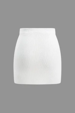 MICAS Knitwear|Knit Bottoms-Basic Solid Knit Mini Skirt