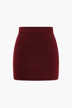 MICAS Knitwear|Knit Bottoms-Basic Solid Knit Mini Skirt