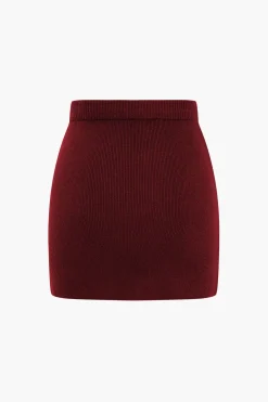 MICAS Knitwear|Knit Bottoms-Basic Solid Knit Mini Skirt