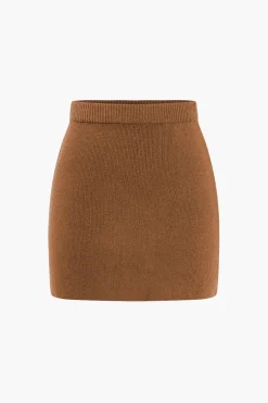 MICAS Knitwear|Knit Bottoms-Basic Solid Knit Mini Skirt