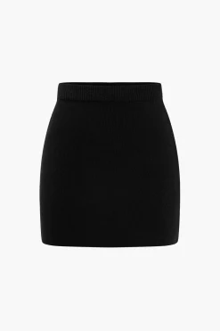 MICAS Knitwear|Knit Bottoms-Basic Solid Knit Mini Skirt