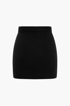 MICAS Knitwear|Knit Bottoms-Basic Solid Knit Mini Skirt