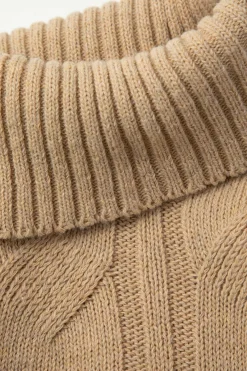 MICAS Knitwear|Knit Tops-Basic Solid Knit Mock Neck Long-Sleeve Top WHEAT