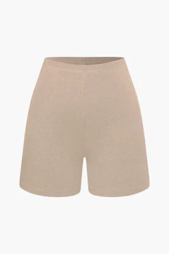 MICAS Short Sets|Vacation Sets-Basic Solid Knit Split Strapless Top And Shorts Set