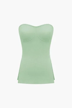 MICAS Short Sets|Vacation Sets-Basic Solid Knit Split Strapless Top And Shorts Set