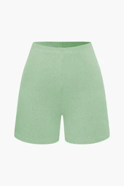 MICAS Short Sets|Vacation Sets-Basic Solid Knit Split Strapless Top And Shorts Set