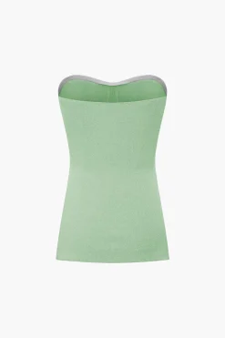 MICAS Short Sets|Vacation Sets-Basic Solid Knit Split Strapless Top And Shorts Set