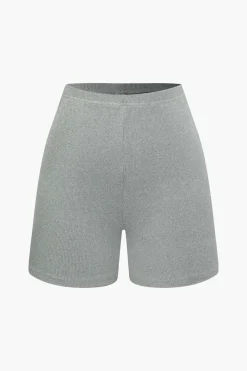 MICAS Short Sets|Vacation Sets-Basic Solid Knit Split Strapless Top And Shorts Set