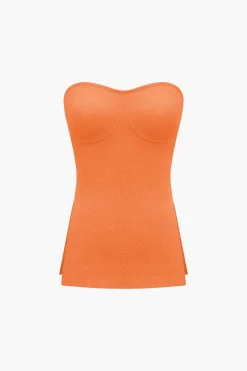 MICAS Short Sets|Vacation Sets-Basic Solid Knit Split Strapless Top And Shorts Set