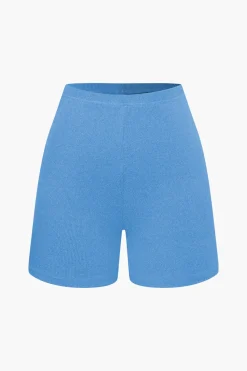 MICAS Short Sets|Vacation Sets-Basic Solid Knit Split Strapless Top And Shorts Set