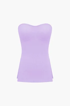 MICAS Short Sets|Vacation Sets-Basic Solid Knit Split Strapless Top And Shorts Set