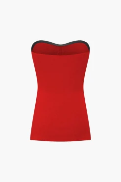 MICAS Short Sets|Vacation Sets-Basic Solid Knit Split Strapless Top And Shorts Set