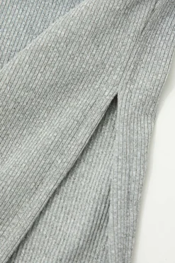 MICAS Short Sets|Vacation Sets-Basic Solid Knit Split Strapless Top And Shorts Set