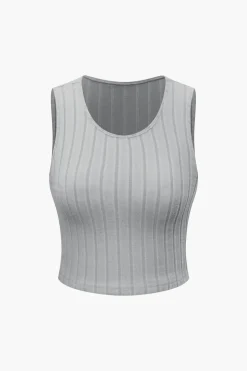 MICAS Pant Sets-Basic Solid Knit Tank Top And High Waist Pants Set