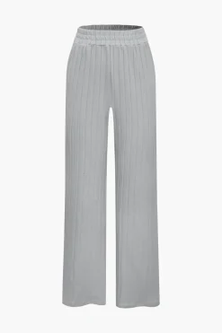 MICAS Pant Sets-Basic Solid Knit Tank Top And High Waist Pants Set