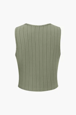 MICAS Pant Sets-Basic Solid Knit Tank Top And High Waist Pants Set