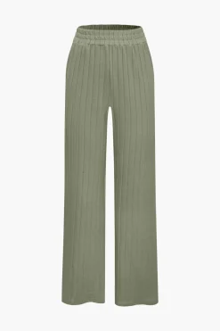 MICAS Pant Sets-Basic Solid Knit Tank Top And High Waist Pants Set