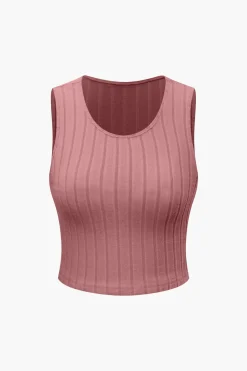 MICAS Pant Sets-Basic Solid Knit Tank Top And High Waist Pants Set