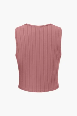 MICAS Pant Sets-Basic Solid Knit Tank Top And High Waist Pants Set