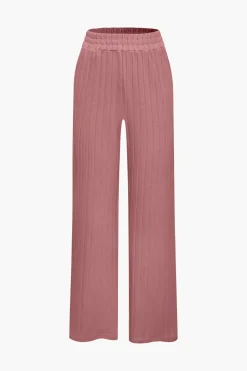 MICAS Pant Sets-Basic Solid Knit Tank Top And High Waist Pants Set