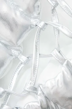 MICAS Skirts-Basic Solid Lace-Up Mini Skirt SILVER