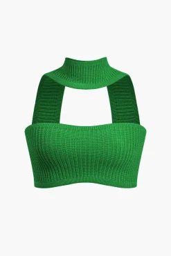 MICAS Knitwear|Knit Tops-Basic Solid Ribbed Knit Crop Tank Top