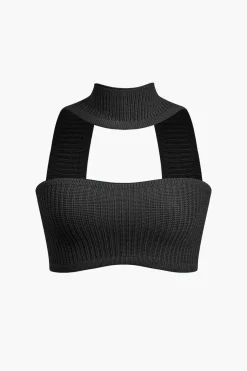 MICAS Knitwear|Knit Tops-Basic Solid Ribbed Knit Crop Tank Top
