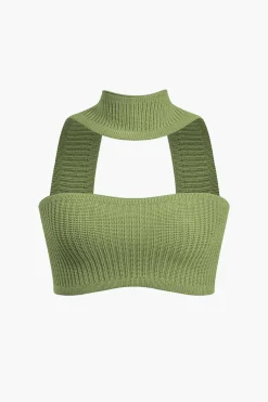 MICAS Knitwear|Knit Tops-Basic Solid Ribbed Knit Crop Tank Top